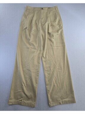 Dockers High Wide Pleated Khaki Pants Womens 30 Beige Waterless Chino